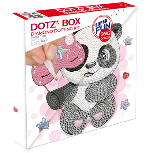 DIAMOND DOTZ BOX 2592839 Original 5D Diamond Painting Box Set, Panda mit Maske, DIY Diamant-Malerei-Kit mit Motivbox und Glitzersteinen für Kinder ab 6 Jahren, Beginner von DIAMOND DOTZ