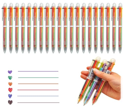 22 Stück 6-in-1 Mehrfarbige Kugelschreiber,Retractable Mehrfarbige Kugelschreiber,Mehrfarbiger Retractable Rollerball Stifte,Für Büro, Schulbedarf, Zuhause, Krankenschwester, Geschenke von tintoke