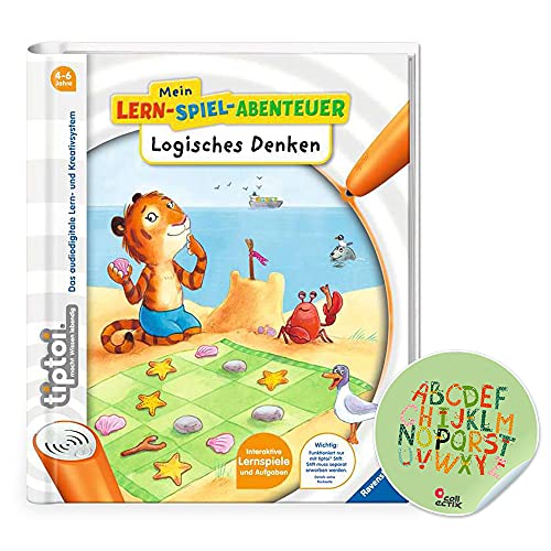 Ravensburger tiptoi ® Buch | Logisches Denken - Mein Lern-Spiel-Abenteuer + ABC Buchstaben Lernen Sticker von tiptoi