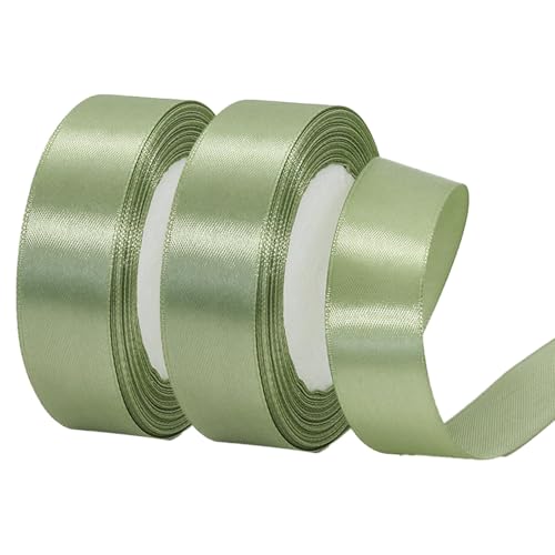 titioffice Satinband Schleifenband, Geschenkband Dekoband 22m*25mm, Satinband Deko für Geschenkverpackung Hochzeit Geburtstag Basteln 2 Stücke (Grün, 22m*2.5cm) von titioffice