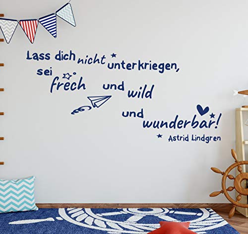 tjapalo® db-tk43 Wandtattoo Kinderzimmer Jungenzimmer Zitat Astrid Lindgren Wanddeko Aufkleber Wandsticker Lass dich nicht unterkriegen, Größe: B58xH27cm, Farbe: Farbe wie abgebildet von tjapalo