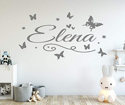 tjapalo® dgr-tk44 Wandtattoo Kinderzimmer Name Wunschname Schmetterlinge Deko Wandaufkleber Sticker Mädchen Junge Wanddeko Kinder, Größe: Länge 120cm von tjapalo