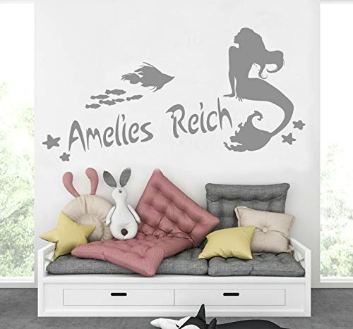 tjapalo® pk277 wandtattoo name mädchen Wandsticker Kinderzimmer Mädchenzimmer Wandtattoo Meerjungfrau mit Namen, Farbe: flieder, Größe: B100xH50cm von tjapalo