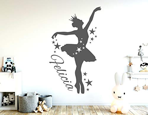 tjapalo® pkm449-name wandtattoo Prinzessin kinderzimmer Wandtattoo prinzessin mit Namen Wandsicker Kinderzimmer Mädchen Wandtattoo Mädchen Name, Farbe: hellbraun, Größe: H58xB36cm von tjapalo