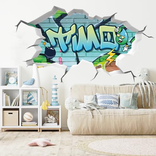 tjapalo® v167 Cooles Wandtattoo Junge Name Wandsticker Jungen Zimmer Wandtattoo Jungen Wandtatoo Kinderzimmer Junge mit Wunschname, Größe: B100xH58cm von tjapalo