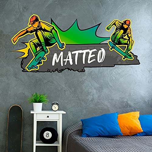 tjapalo® vR39 Cooles Wandtattoo Junge Name Wandsticker Jungen Zimmer Skater Wandtattoo Jungen Wandtatoo Kinderzimmer Junge Wunschname, Größe: B100xH44cm von tjapalo