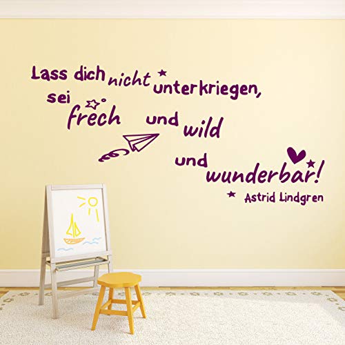 tjapalo® vio-tk43 Wandtattoo Kinderzimmer Mädchenzimmer Wandspruch Zitat Astrid Lindgren Lass dich nicht unterkriegen Wandaufkleber Sticker B100xH58cm von tjapalo