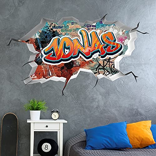 tjapalo® vr156 3D Wandtattoo Graffiti Name Wandaufkleber Kinderzimmer Junge wandtattoo Teenager Cool Wandtattoo Kinderzimmer Name, Größe: B64xH37cm von tjapalo