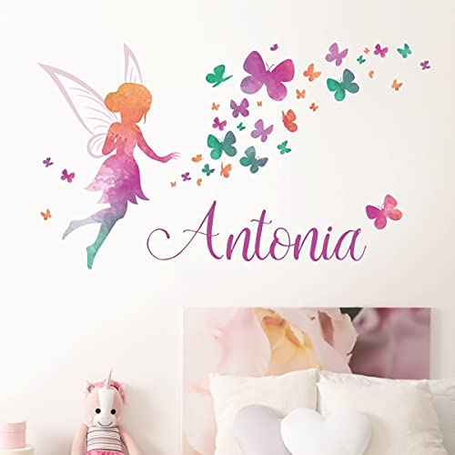 tjapalo® vr175 Wandtattoo Name Mädchen Wandtattoo Mädchenzimmer Aquarell Fee mit Namen, Größe: B100xH58cm von tjapalo