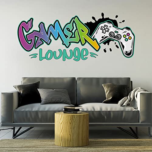 tjapalo® vr199 Cooles Gamer Wandtattoo Gaming Zimmer Mädchen wandtattoo gamer Graffiti Lounge Wandsticker game controller, Größe: B40xH16cm von tjapalo