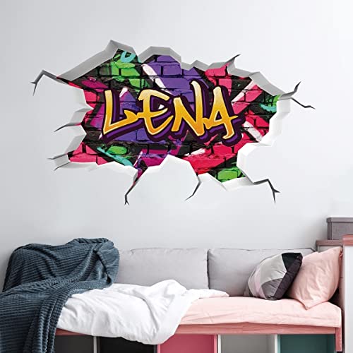 tjapalo® vr200 3D Wandtattoo Graffiti Name Wandaufkleber Kinderzimmer Mädchen wandtattoo Teenager Cool Wandtattoo Kinderzimmer Name, Größe: B100xH58cm von tjapalo