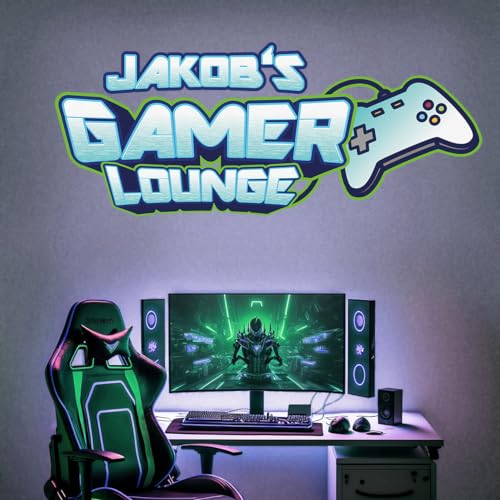 tjapalo® vr40 Cooles gamer Wandtattoo Junge Name wandtattoo junge kinderzimmer name Gamer Lounge, Größe: B110xH58cm von tjapalo