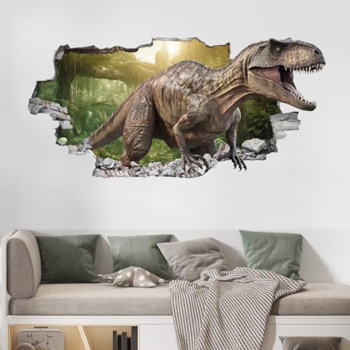 tjapalo® vz22 3D Wandtattoo Kinderzimmer jungen Deko Jungenzimmer Dino Wandtattoo Dinosaurier Wandsticker Kinderzimmer junge wandbilder dinosaurier, Größen Name: B100xH48cm von tjapalo