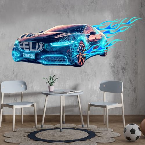 tjapalo® vz47 Wandtattoo Gamer mit Namen gaming Bild Auto Wandtattoo Auto Kinderzimmer gaming wandtattoo jugendzimmer jungs Wandbild autos, Größen Name: B120xH47cm von tjapalo