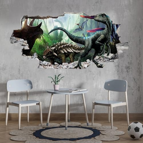 tjapalo® vz8 3D Wandtattoo Kinderzimmer jungen Deko Jungenzimmer Dino Wandtattoo Dinosaurier Wandsticker Kinderzimmer junge wandbilder dinosaurier, Größen Name: B100xH58cm von tjapalo