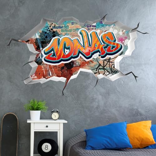 tjapalo®vr156 3D Wandtattoo Graffiti Name Wandaufkleber Kinderzimmer Junge wandtattoo Teenager Cool Wandtattoo Kinderzimmer Name, Größe: B100xH58cm von tjapalo