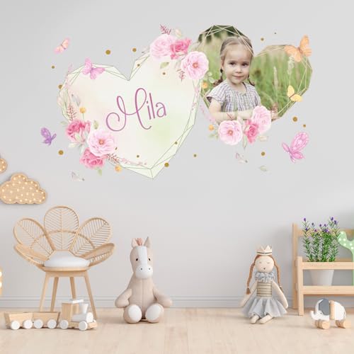 tjapalo®vr230 Namens Wandtattoo mit eigenem Bild Foto Wandtattoo mädchenzimmer Wandtattoo Name wandtattoo kinderzimmer mädchen Wandtattoo Blumen, Größe: B70xH37cm von tjapalo