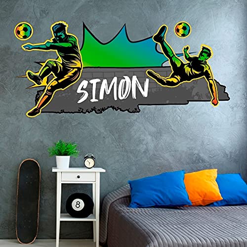 tjapalo®vr44x Cooles Wandtattoo Kinderzimmer junge name Wandtatoo junge Cool Teenager Wandtattoo Fussball name Fußballspieler, Größe: B100xH44cm von tjapalo