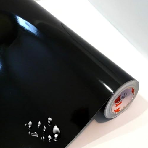 tjapalo Neuheit Möbelfolie schwarz hochglanz Küchenfolie Bastelfolie Türfolie Klebefolie zum basteln folie zum bekleben von möbel mit Anleitung, Farbe: Schwarz, Größe: L50xB63cm von tjapalo