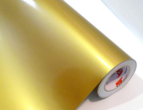 tjapalo Neuheit Möbelfolie selbstklebend hochglanz Küchenfolie Bastelfolie Türfolie Klebefolie zum basteln folie zum bekleben von möbel mit Anleitung, Farbe: gold metallic, Größe: L100xB63cm von tjapalo