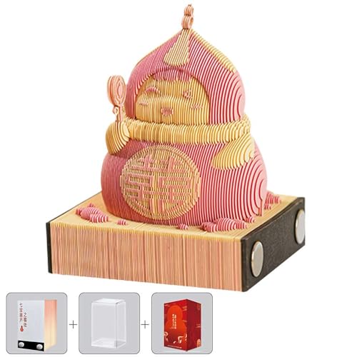 3D-Notizblock, Kürbis, Papierschnitzerei, Kunst, 3D, nicht klebrige Notizblock, chinesischer Kürbis, praktische Postnotizen, dreidimensionaler Kürbis-Notizblock mit Charakteren, Desktop-Ornament für von tkerinse