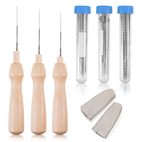 Filznadeln Zum Trockenfilzen,3 Größen Filznadeln Mit 3pcs Filz Holzgriff Werkzeug 3 Klare Flaschen, Nadelfilz-Set Aus Holz,Filznadel Für Anfänger, Filznadeln Zum Trockenfilzen Set Filznadel Werkzeug von tlidfgeo