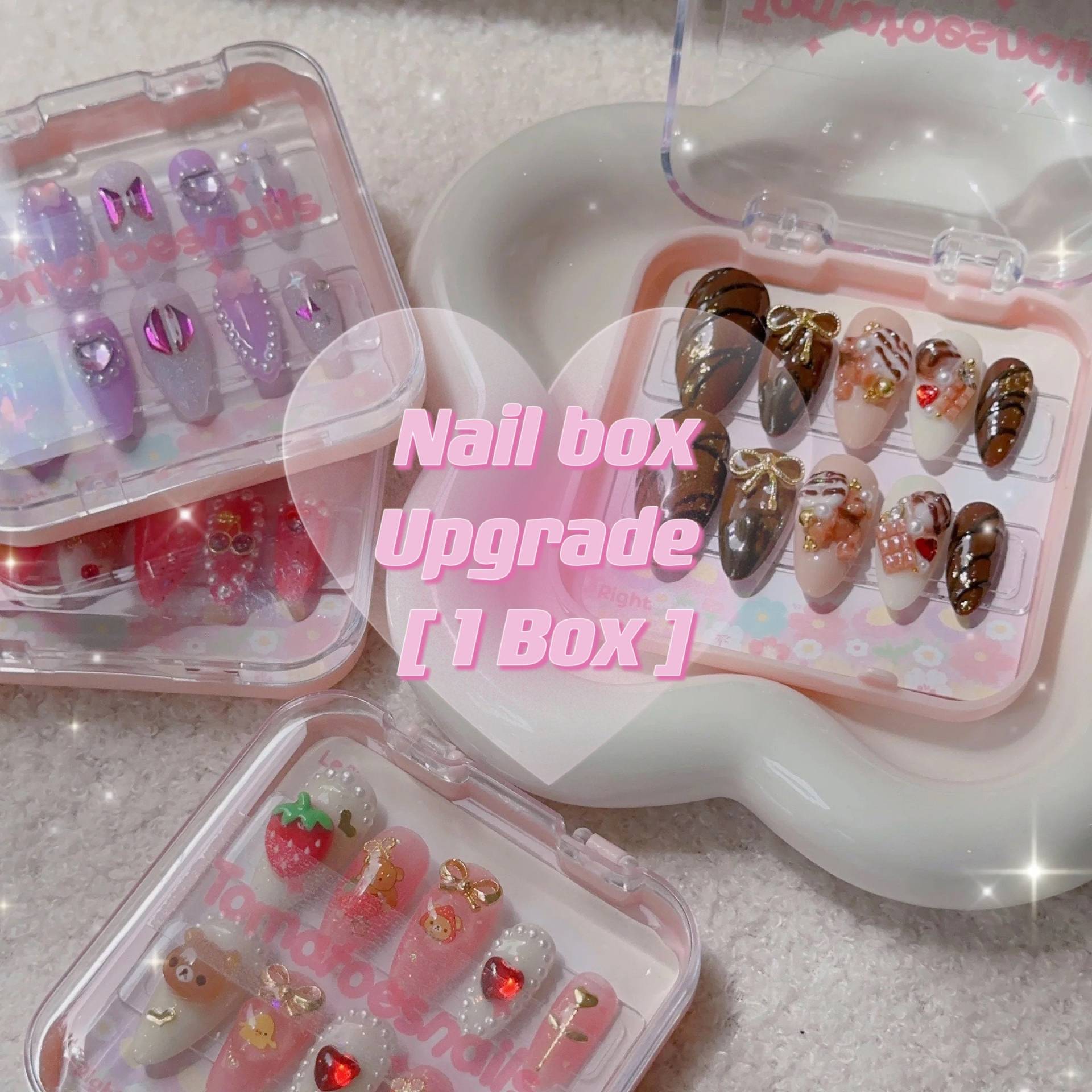 Nails Box Upgrade, [1] Für Pressnägel, Nagelaufbewahrungsbox, Falsche Nagelbox, Nagelgeschenkbox, Nagelverpackungsbox von tomatoesnails