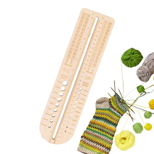 tongfeng Sockenblocker zum Stricken – Sockenblocker aus Holz – verstellbare Größe Sockenspanner Strickmodell – Holzsocken-Strickset – handgefertigte Stricksocken Form häkeln Größenmesslineal von tongfeng