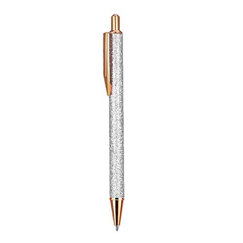 1 Stück Metall Kugelschreiber Stift, Bling Farbe Klick Metall Stift Einziehbare Stift 1,0mm Ersatzminen für Junge und Mädchen Studenten Silber von tooloflife