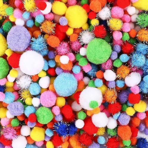 1000 Stück Pompons zum Basteln - 1-3cm Pom Poms für Handwerk Herstellung, DIY Kreativen Handwerk Dekorationen für Pompons Deko Party Deko Pompons Bälle für Ostern, Weihnachten, Kinder (Mehrfarbig) von trabag