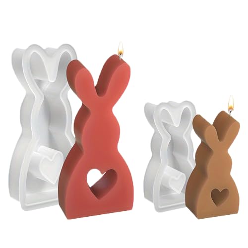 2 Stück Silikonform Ostern Silikonformen - 3D Osterhase Gießformen DIY Handwerk Backform, Ostern Hasenform Kerzenhalter, DIY Aromatherapie Gips Tropfen Kleber Ornament (Zwei Größen) von trabag