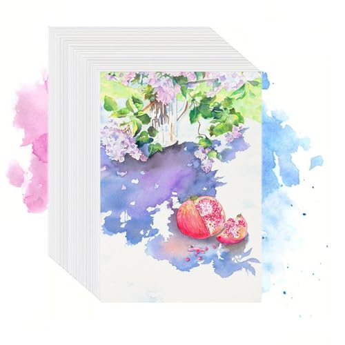 80 Blatt Aquarellpapier, A6 Aquarellblock 300 g/m², Aquarellpapier Karten, Watercolor Paper für Kinder Studenten Lehrer Künstler, Weiß Aquarellpapier, Zeichenpapier Zum Aquarell Und Skizzieren von trabag