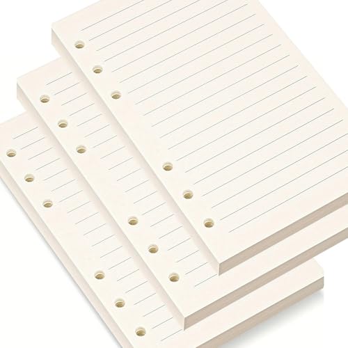 A5 Linie Papier,A5 Refill Papier [180 Blatt/360 Seiten], 6 Löcher Lose Blätter, Refill Papier, Nachfüllpapier für Filofax A5, Ringbücher, Notizen, Skizze, Einsätze (Linie) von trabag