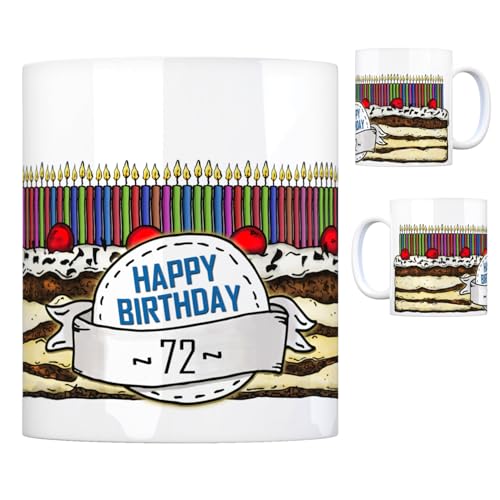 Geburtstagstorte Kaffeebecher zum 72. Geburtstag mit 72 Kerzen Tasse Becher mug von trendaffe