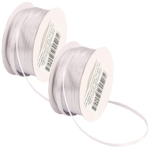 Doppelsatinband 3mm silber 2x50 m (100m) Lang Floristik-Band Geschenk-Band Deko-Band Schleifen-Band Hochzeit Geburtstag Feiern Feste Taufe doppelseitiges Satinband 3 mm breit von trendmarkt24