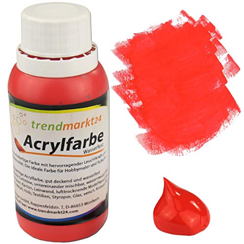 trendmarkt24 Acrylfarbe Rot 150 ml Flasche Malfarbe Acryl Farbe Holz Gips Ton Beton von trendmarkt24