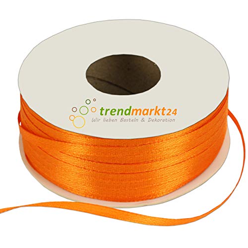 trendmarkt24 Doppelsatinband 3mm Orange 100 m Lang Floristik-Band Geschenk-Band Deko-Band Schleifen-Band Hochzeit Geburtstag Feiern Feste Taufe doppelseitiges Satinband 3 mm breit von trendmarkt24