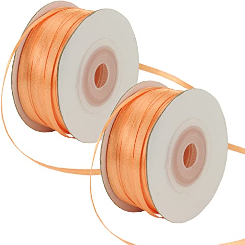 trendmarkt24 Doppelsatinband 3mm apricot 2x50 m (100m) Lang Floristik-Band Geschenk-Band Deko-Band Schleifen-Band Hochzeit Geburtstag Feiern Feste Taufe doppelseitiges Satinband 3 mm breit von trendmarkt24