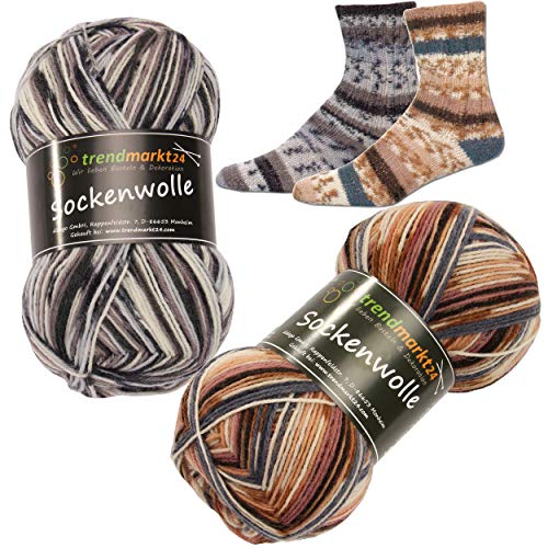 trendmarkt24 Wolle Set Herbst Set 4fädig Wollpaket 200g schadstoffgeprüft Sockenwolle Strickwolle von trendmarkt24