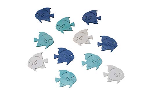 36 STK Fische blau Weiss türkis dunkelblau Deko Fisch 877n Streuteile Tischdeko Holzfische 4cm Dekofische Holzfisch Taufe Kommunion Konfirmation von trf