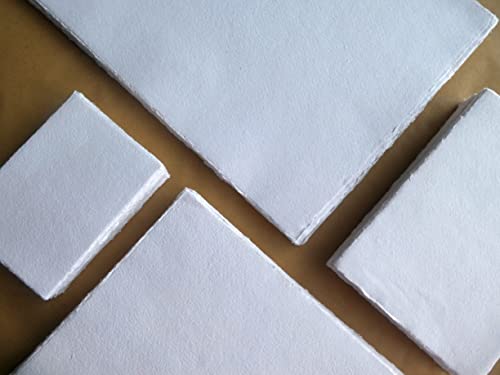 handgeschöpftes Büttenpapier mit Büttenrand spez. für Drucker, Schreibmaschine A4 10 Bogen/Set naturweiß 100g/m² BaumwollLinters, extrafein -AQ104 von tribal paper