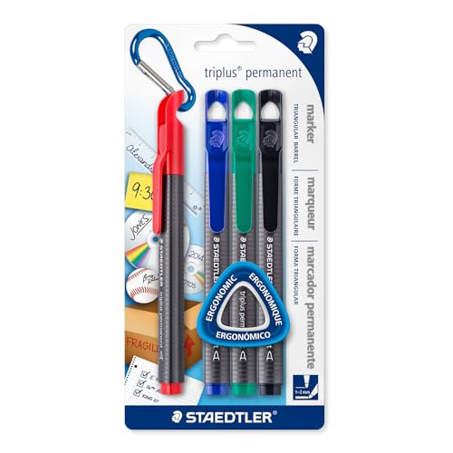 Staedtler Triplus Permanentmarker kleine Rundspitze Blistercard of 4 sortiert von Staedtler