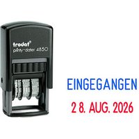 trodat Datumstempel mit Text "Eingegangen" printy-dater 4850/L selbstfärbend blau rot von trodat