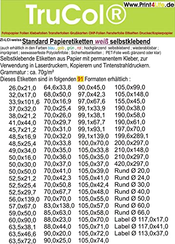 900 STK. Selbstklebende WEIßE Etiketten permanent klebend Adressetiketten Etikettenformat 60.0x90.0mm, 100 Blatt DIN A4, 70g/qm, geeignet für Inkjetdrucker-, Laserdrucker und Kopierer. von trucol