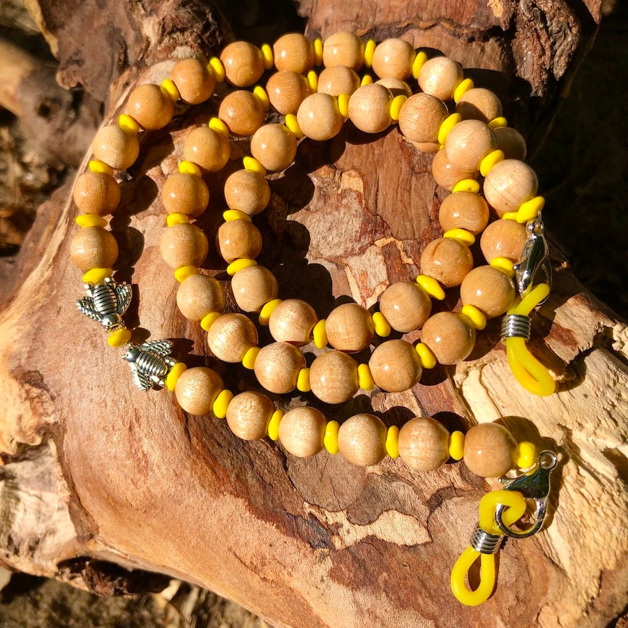 Brillenkette "Bees - Wood Lemon" von trudiloves