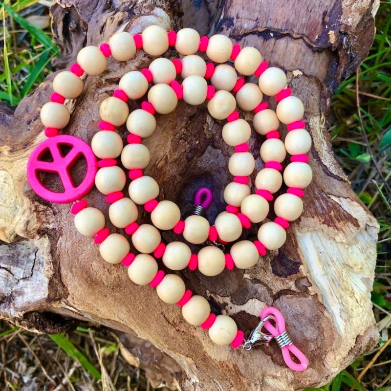 Brillenkette "Peace - Neon Pink" von trudiloves