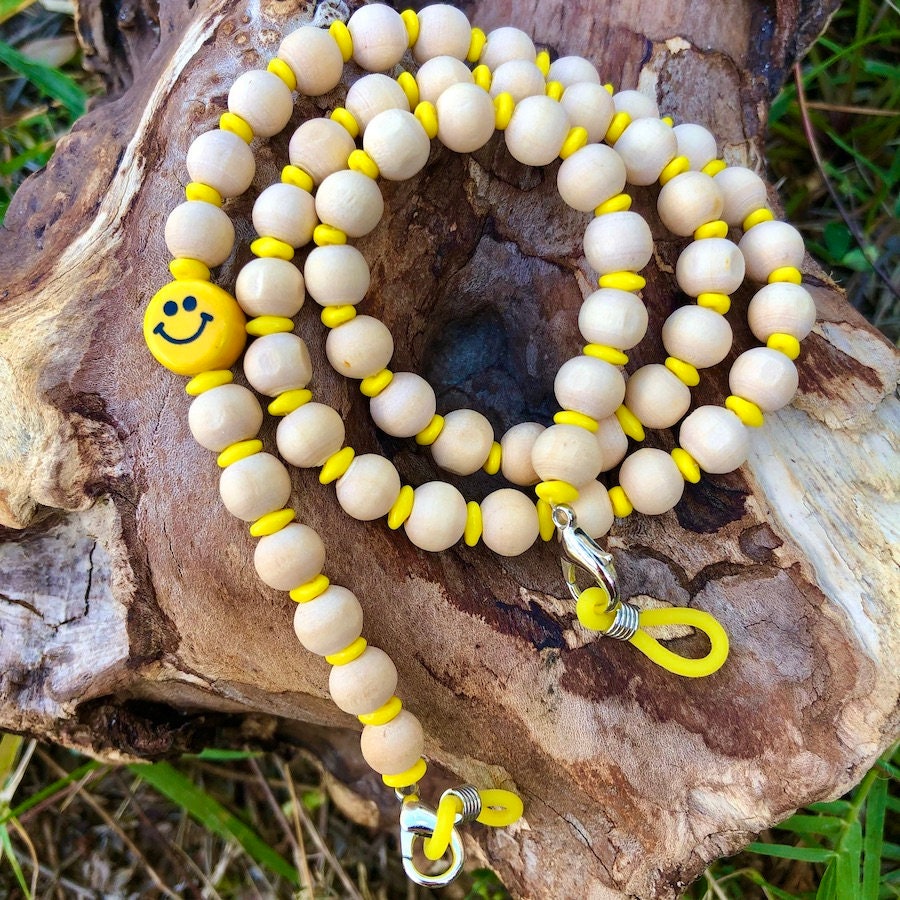 Brillenkette "Smiley - Wood Lemon" von trudiloves