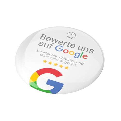 truzzer Action Button für mehr Google Bewertungen - Smarter Sticker mit QR Code & NFC für schnelle Bewertungen & Ranking für Dein Geschäft (Google Weiß, Rund ∅(7,5cm)) von truzzer