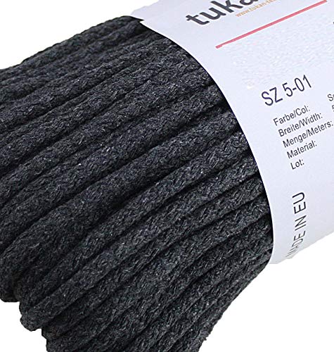 Baumwollkordel Kordel Baumwolle makramee garn 5mm - Baumwollseil Baumwollgarn baumwollschnur kordelband 100% Cotton (grau) von tukan-tex