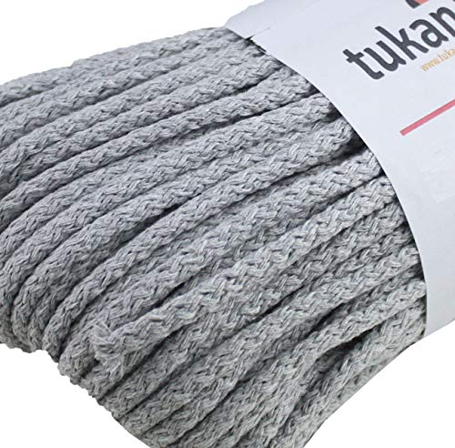 Baumwollkordel Kordel Baumwolle makramee garn 5mm - Baumwollseil Baumwollgarn baumwollschnur kordelband 100% Cotton (hellgrau) von tukan-tex